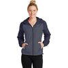 Sport-Tek Women's True Navy Heather/True Navy Colorblock Raglan Hooded Wind Jacket