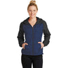 Sport-Tek Women's True Royal Heather/Black Colorblock Raglan Hooded Wind Jacket