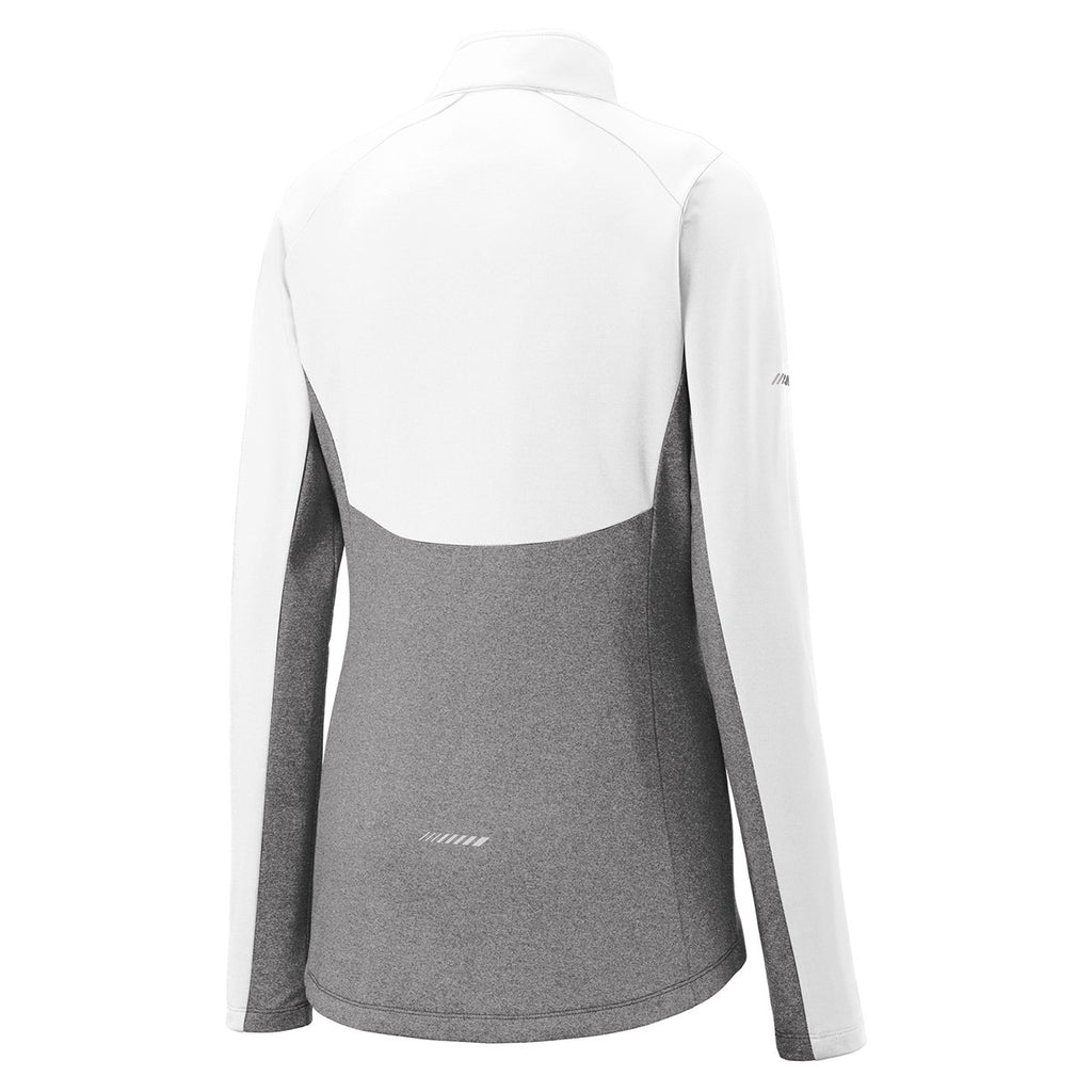 Sport-Tek Women's White/Charcoal Grey Heather Sport-Wick Stretch Contrast 1/2-Zip Pullover