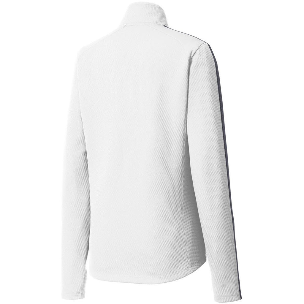 Sport-Tek Women's White/Iron Grey Sport-Wick Textured Colorblock Quarter Zip Pullover