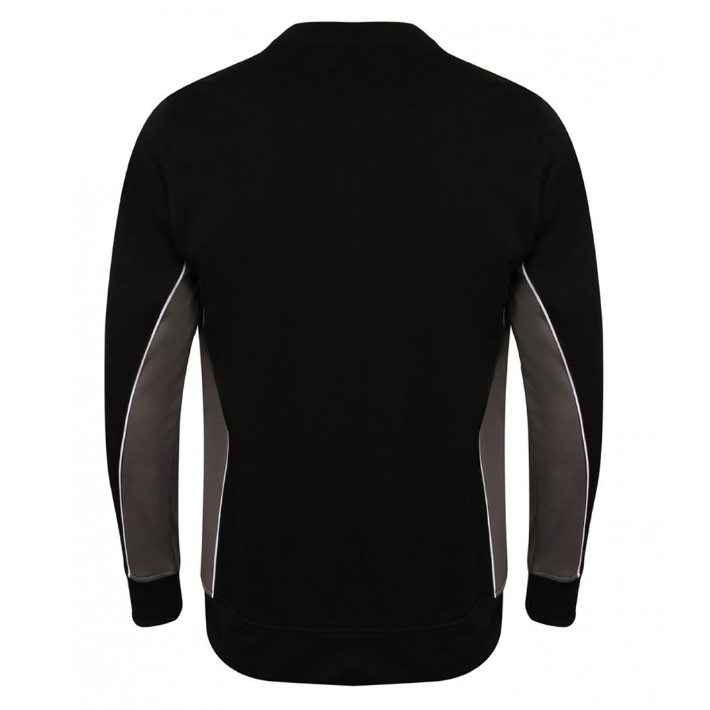 Finden + Hales Men's Black/Gunmetal Contrast Crew Neck Sweatshirt