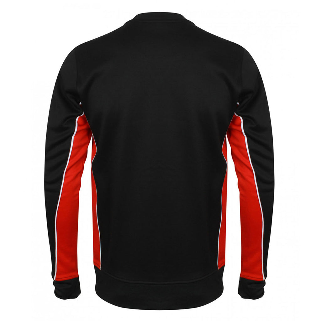 Finden + Hales Men's Black/Red Contrast Crew Neck Sweatshirt