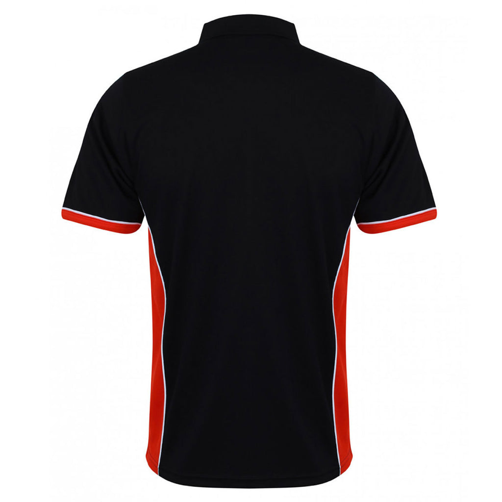 Finden + Hales Men's Black/Red Contrast Panel Polo Shirt