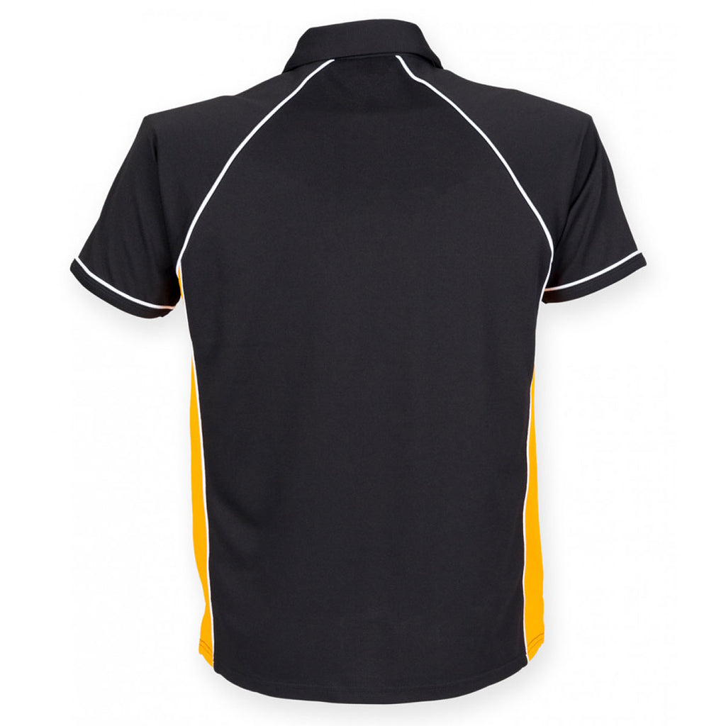 Finden + Hales Men's Black/Amber/White Performance Piped Polo Shirt