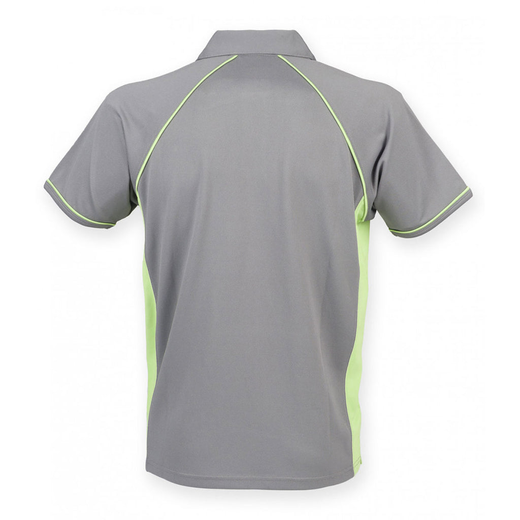 Finden + Hales Men's Grey/Lime Performance Piped Polo Shirt