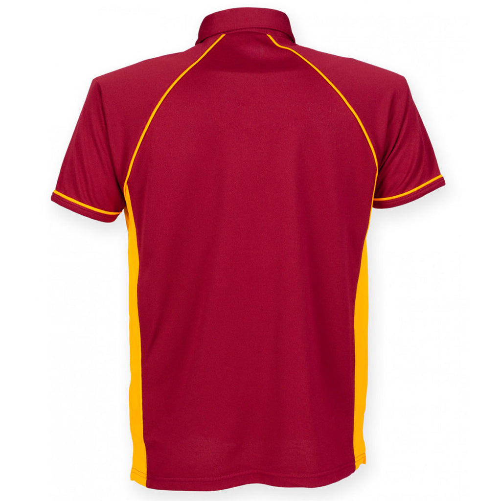 Finden + Hales Men's Maroon/Amber Performance Piped Polo Shirt