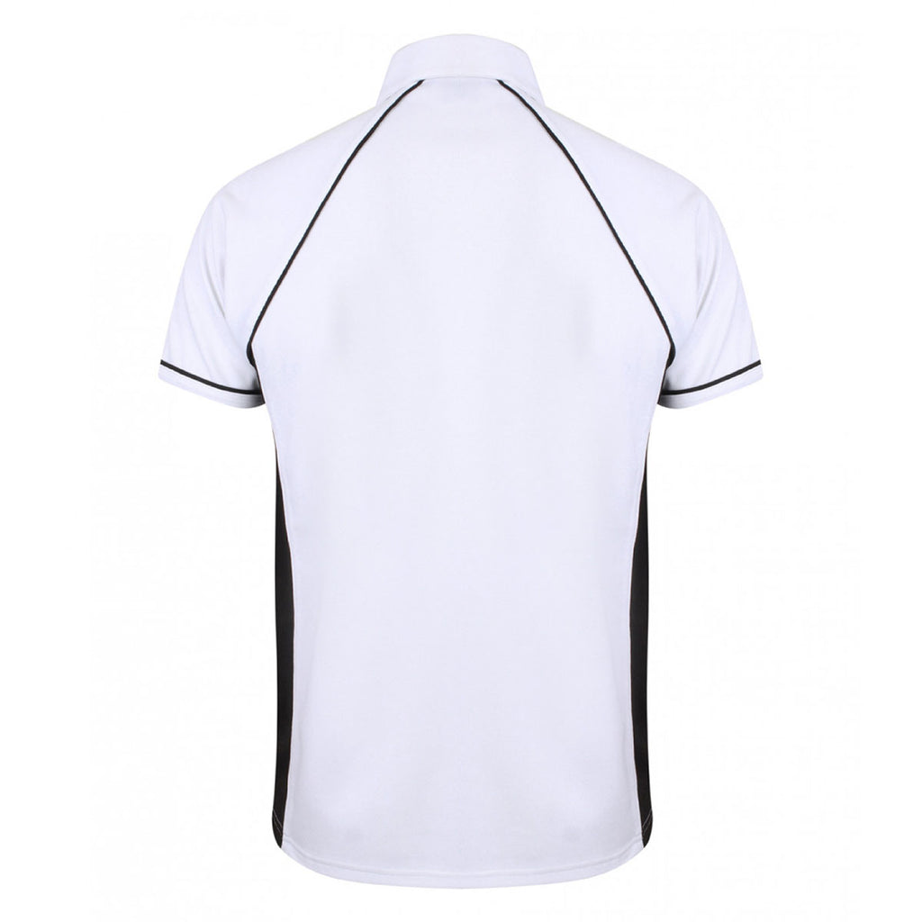Finden + Hales Men's White/Black Performance Piped Polo Shirt
