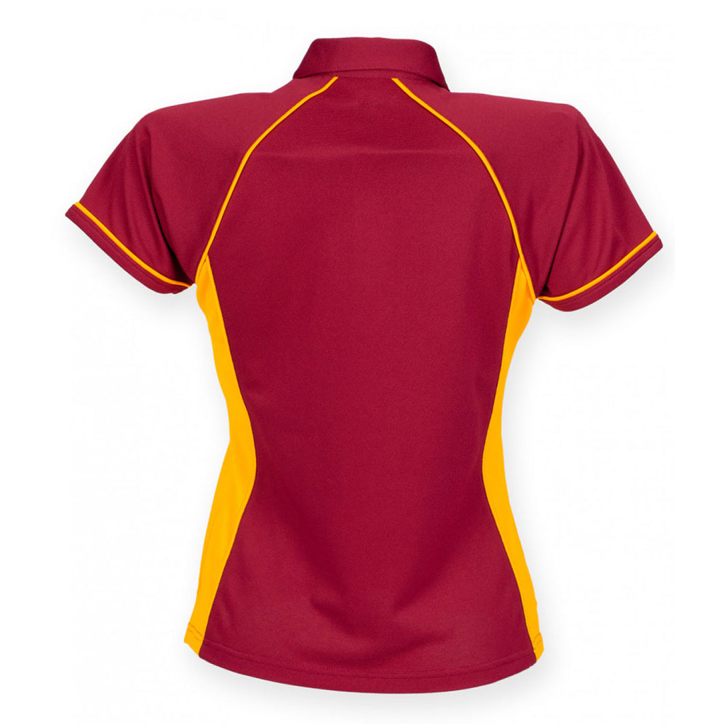 Finden + Hales Women's Maroon/Amber Performance Piped Polo Shirt
