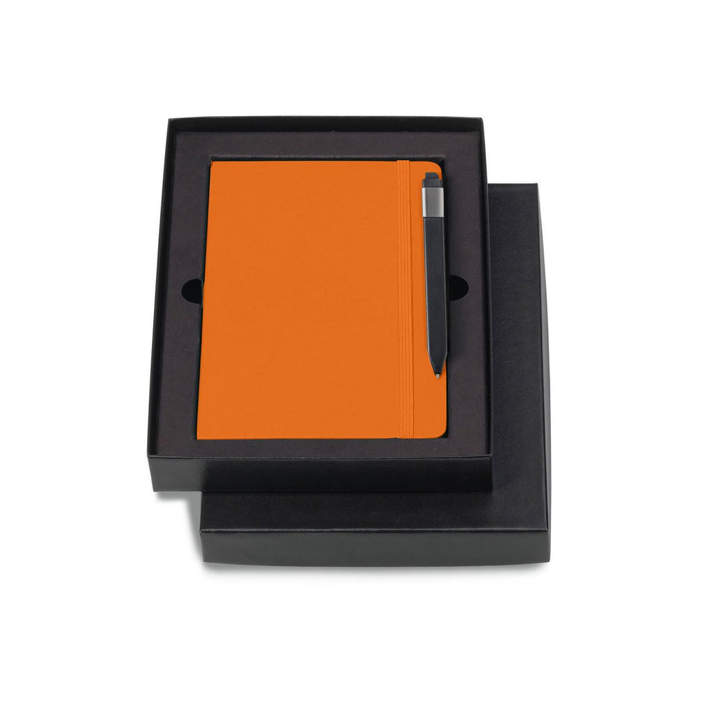 Moleskine Gift Set with True Orange Large Hard Cover Ruled Notebook and Black Pen