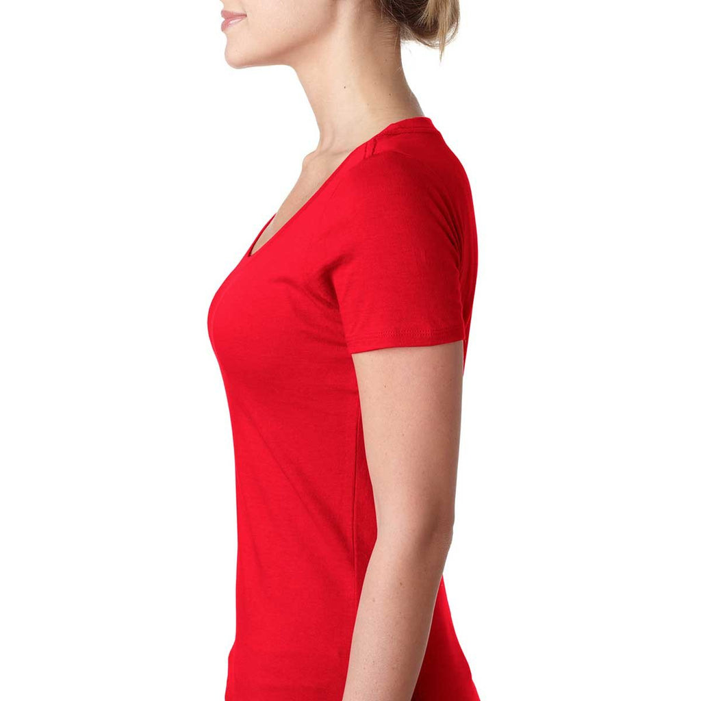Next Level Women's Red Scoop Neck Tee