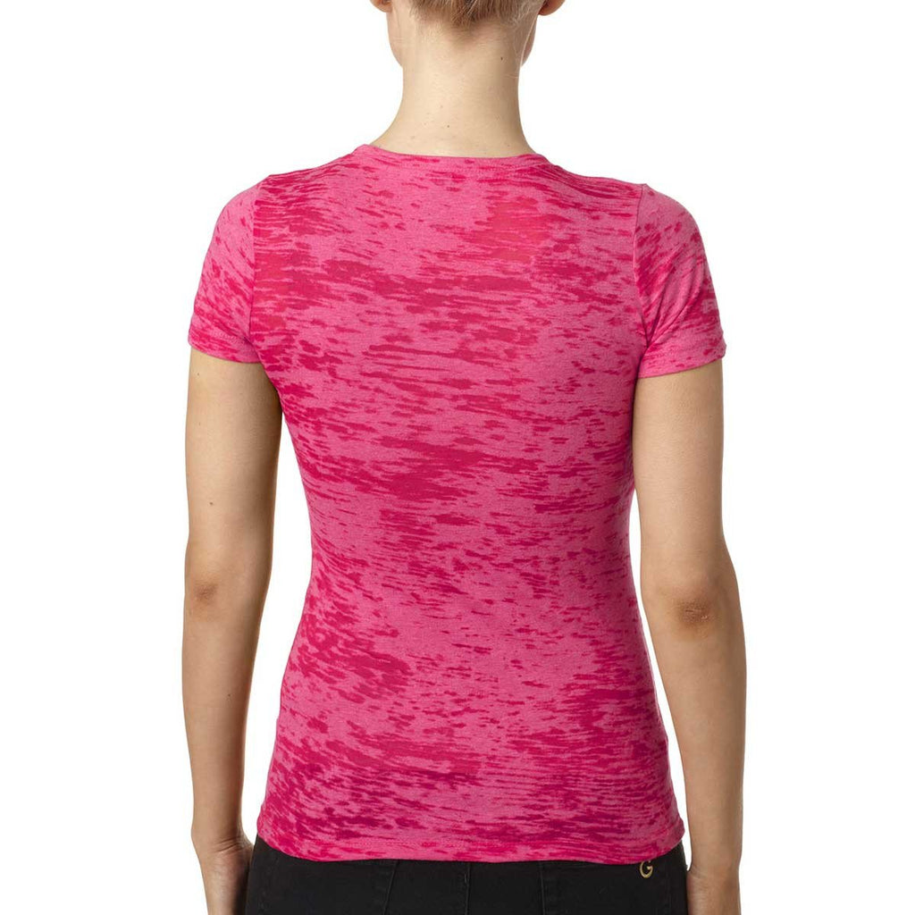 Next Level Women's Shocking Pink Burnout Tee