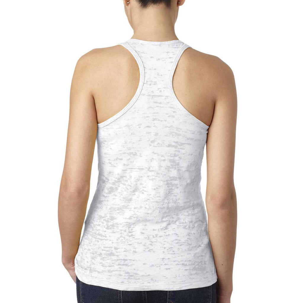 Next Level Women's White Burnout Racerback Tank