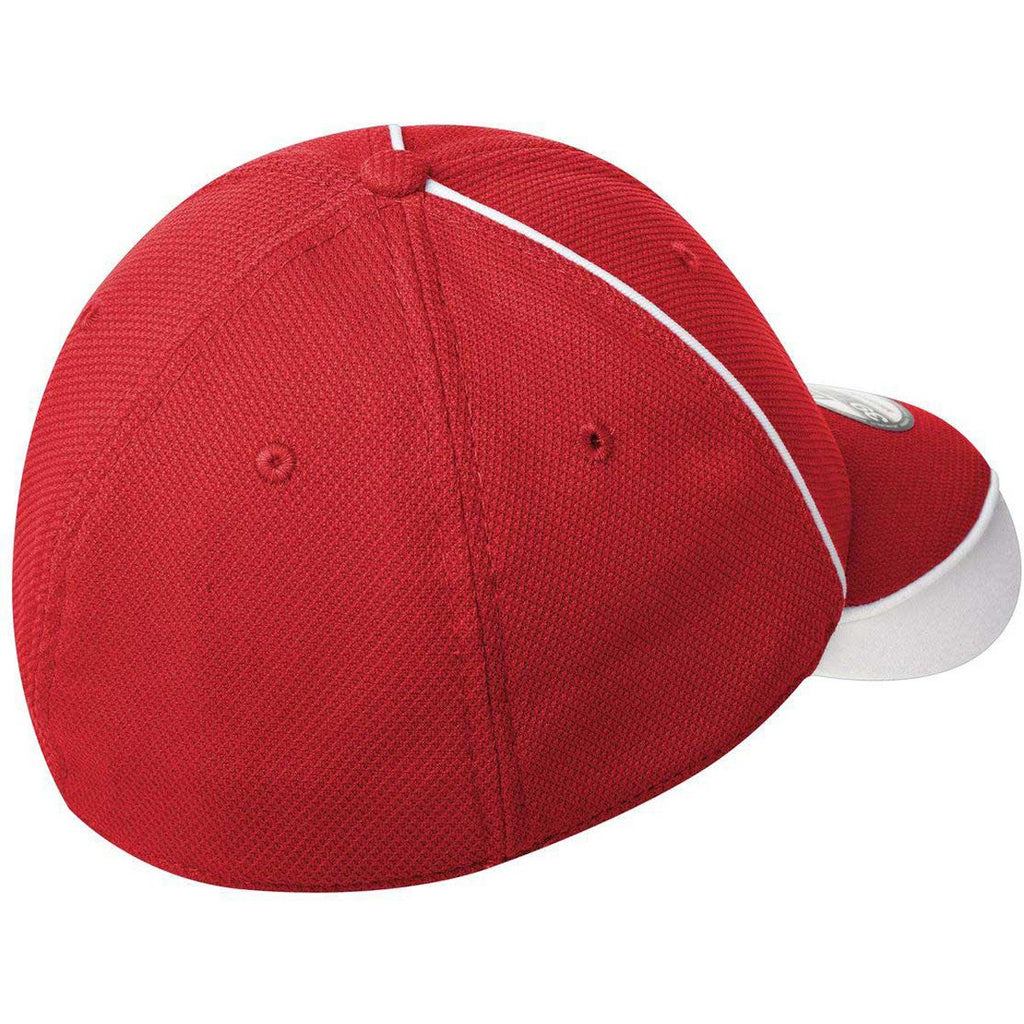 New Era 39THIRTY Scarlet Red/White Contrast Piped BP Performance Cap