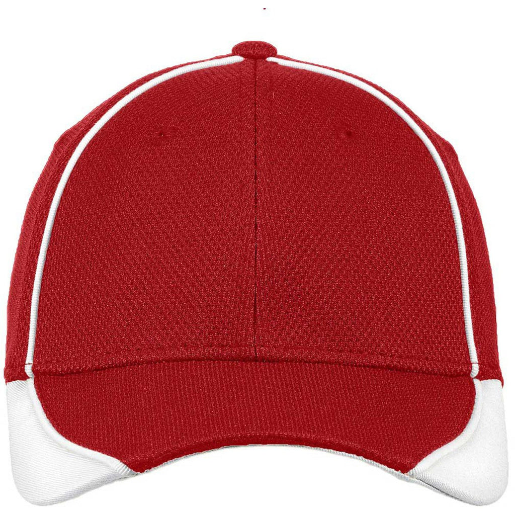 New Era 39THIRTY Scarlet Red/White Contrast Piped BP Performance Cap