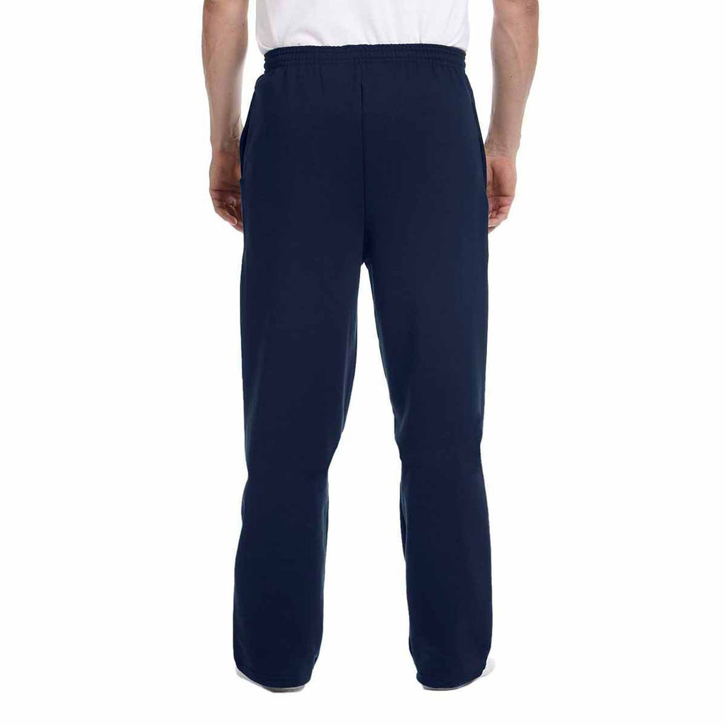 Champion Men's Navy Eco 9-Ounce Open-Bottom Fleece Pant with Pocket