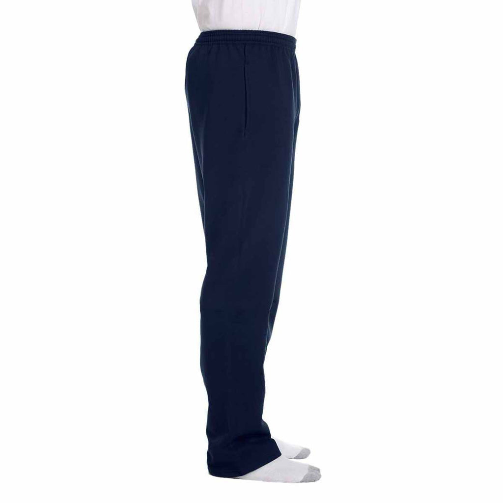 Champion Men's Navy Eco 9-Ounce Open-Bottom Fleece Pant with Pocket
