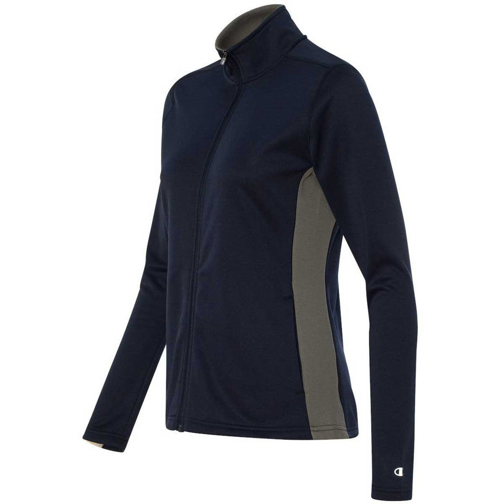 Champion Women's Navy/Stone Grey Performance 5.4-Ounce Colorblock Full-Zip Jacket