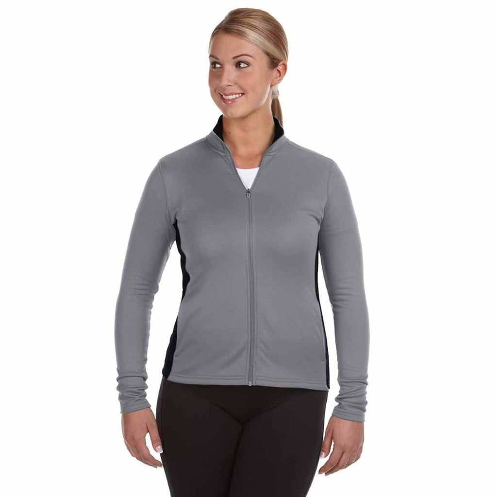 Champion Women's Stone Grey/Black Performance 5.4-Ounce Colorblock Full-Zip Jacket