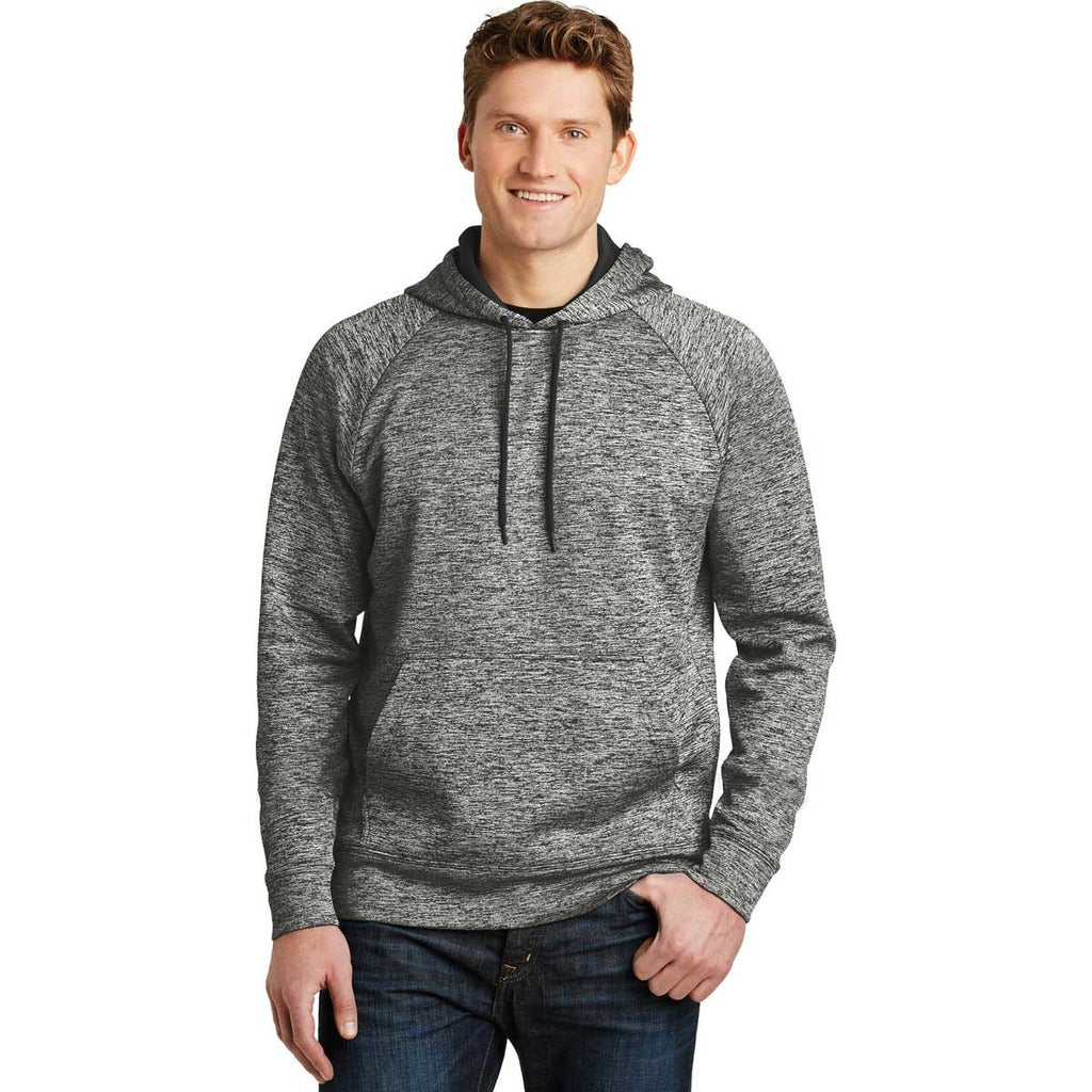 Sport-Tek Men's Black PosiCharge Electric Heather Fleece Hooded Pullover