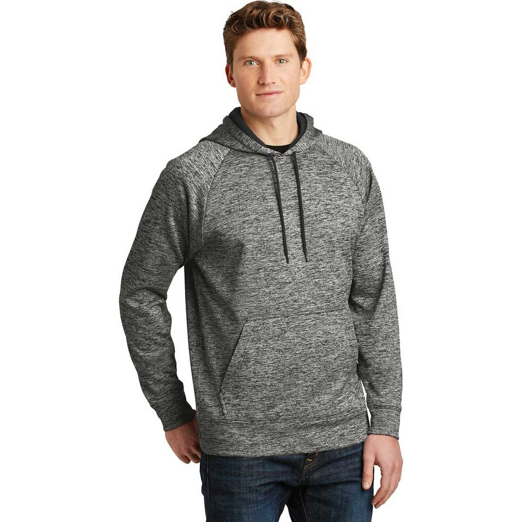 Sport-Tek Men's Black PosiCharge Electric Heather Fleece Hooded Pullover
