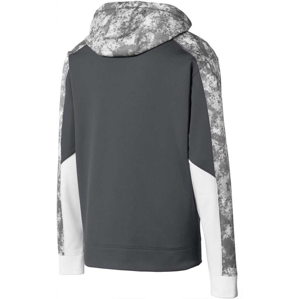 Sport-Tek Men's Dark Smoke Grey/Dark Smoke Grey Sport-Wick Mineral Freeze Fleece Colorblock Hooded Pullover