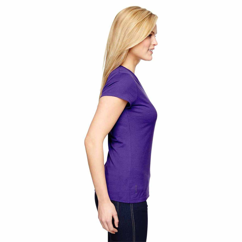 Champion Women's Sport Purple for Team 365 Vapor Cotton Short-Sleeve V-Neck