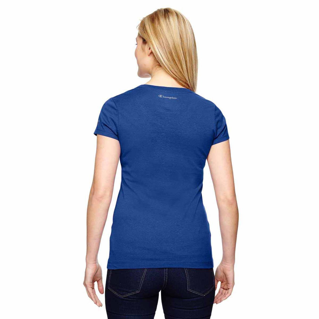 Champion Women's Sport Royal for Team 365 Vapor Cotton Short-Sleeve V-Neck