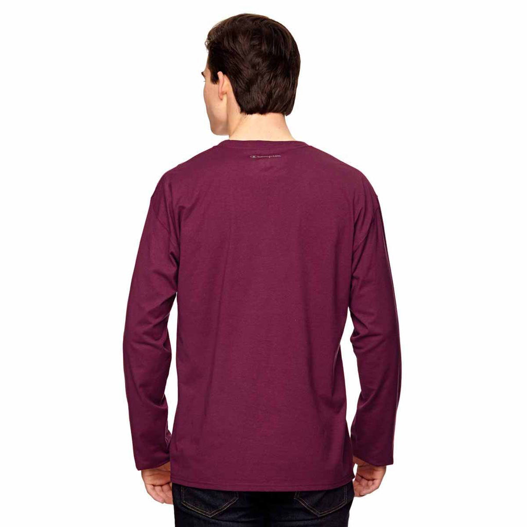 Champion Men's Sport Maroon Vapor Cotton Long-Sleeve T-Shirt
