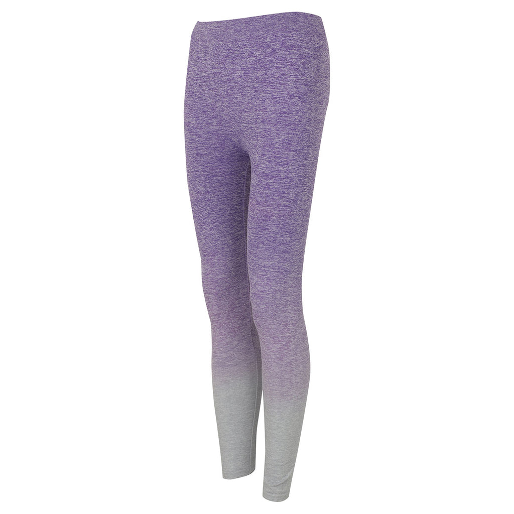 Tombo Women's Purple/ Light Grey Marl Seamless Fade Out Leggings