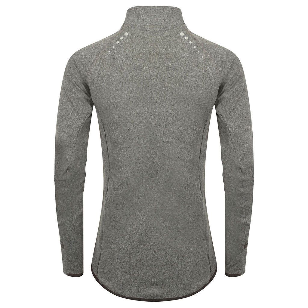 Tombo Women's Grey Marl Long Sleeve 1/4 Zip Performance Top