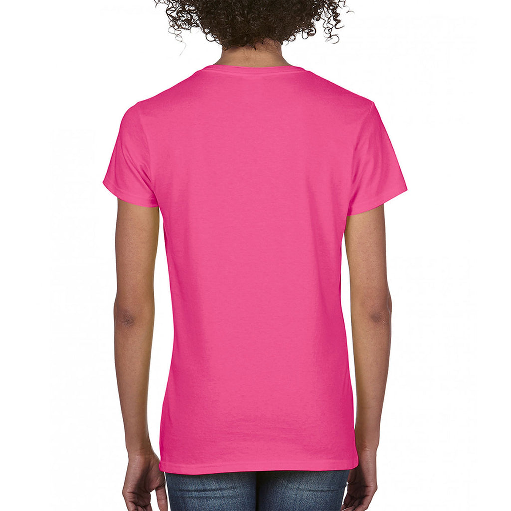 Comfort Colors Women's Neon Pink V Neck T-Shirt