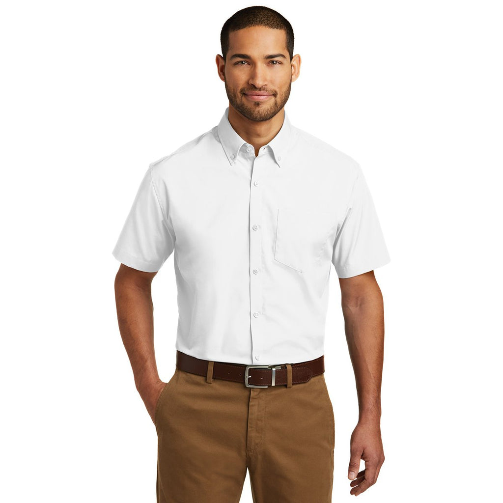 Port Authority Men's White Short Sleeve Carefree Poplin Shirt
